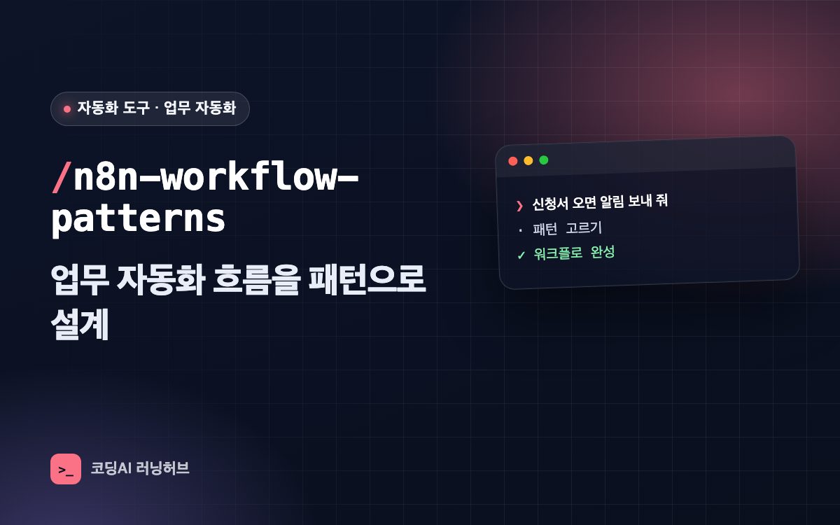 n8n-workflow-patterns — 업무 자동화 흐름을 검증된 6가지 패턴으로 설계하기